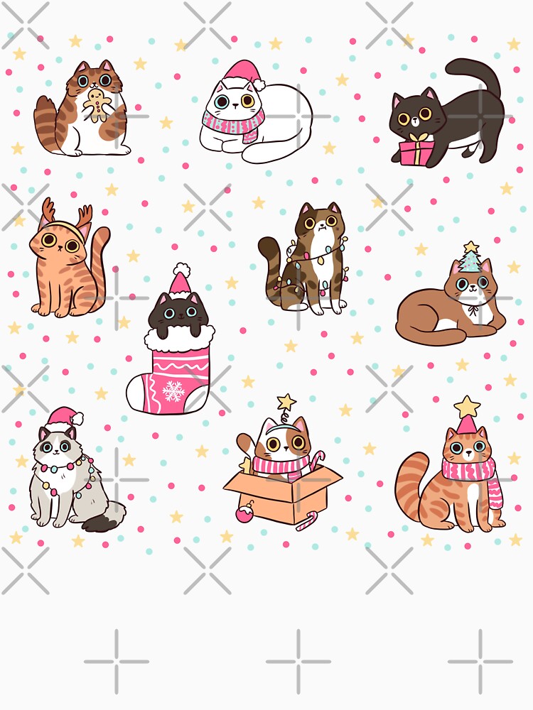 Christmas cute cats pattern illustration meowy catmas by Yarafantasyart