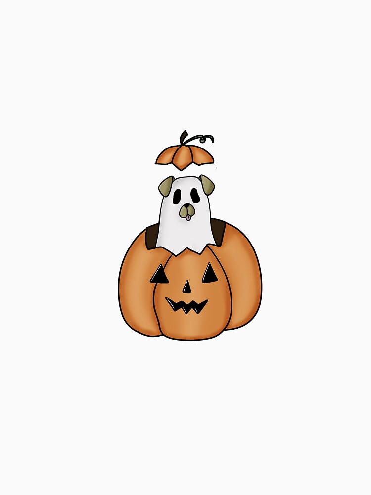 Copy of Copy of Jack o lantern ghost dog white brown ears by Riley Cioffi-Smith