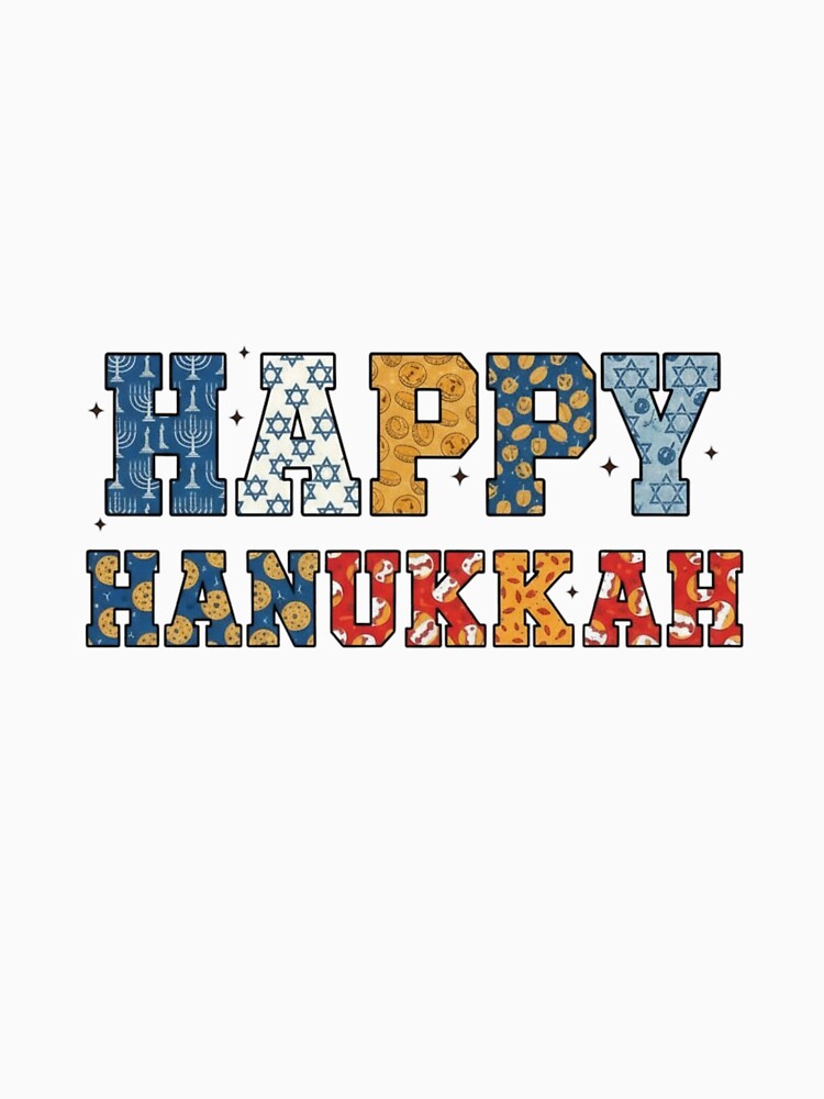 Happy Hanukkah Jewish Holiday | Menorah, Star of David & Dreidel Hanukkah by Dezyra Clothing
