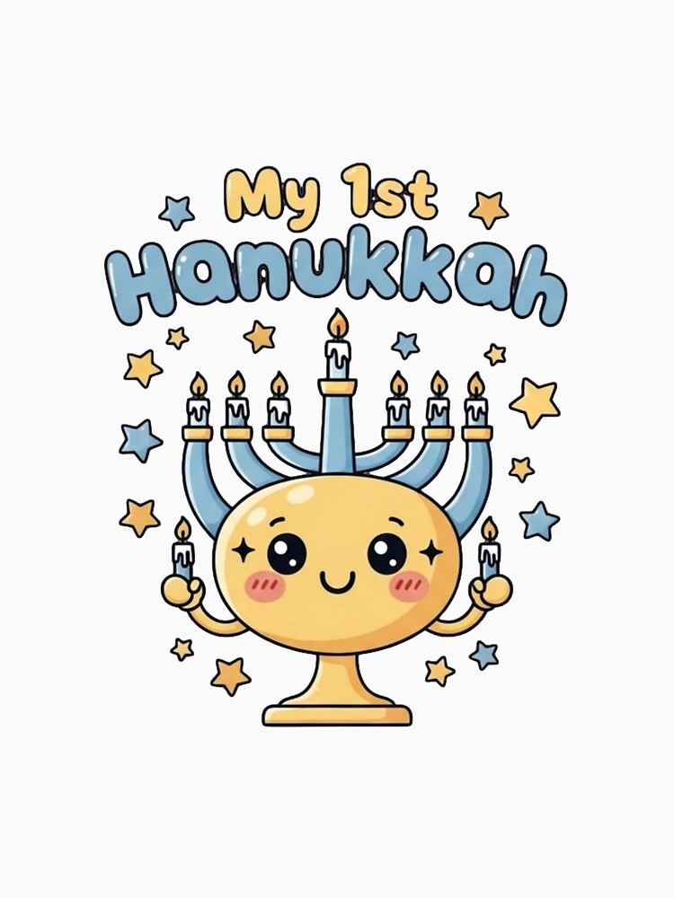 My First Hanukkah Cute Menorah Baby T-Shirt – Adorable Jewish Holiday by Dezyra Clothing