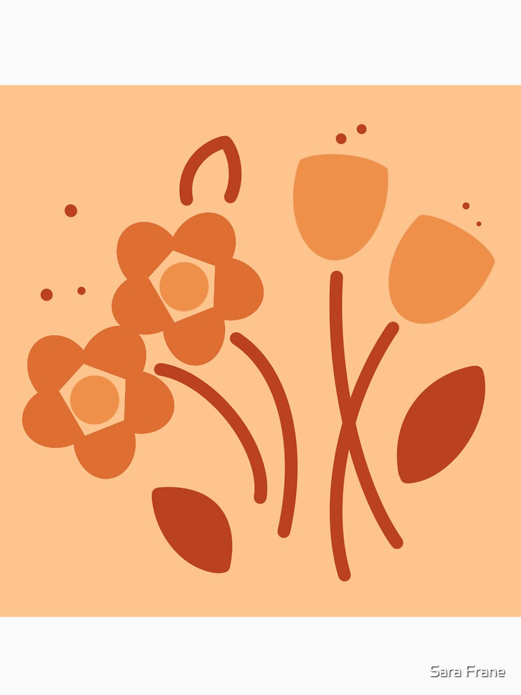 modern retro floral orange by Sara Frane