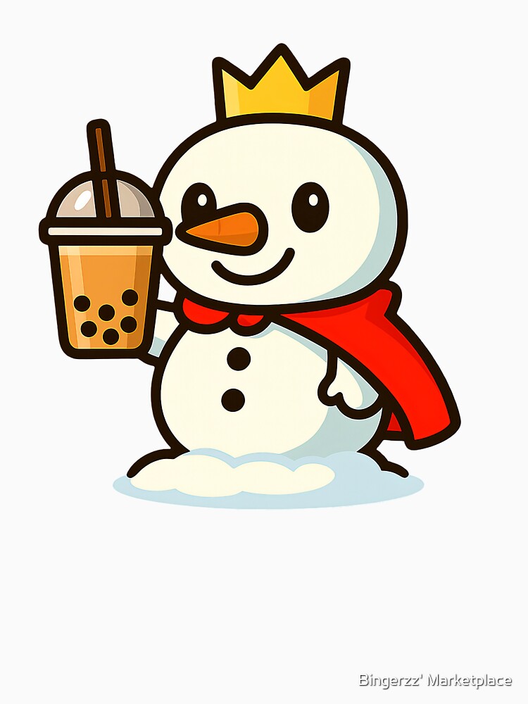 Kawaii Mixue-Inspired Snowman with Bubble Tea by Bingerzz' Marketplace