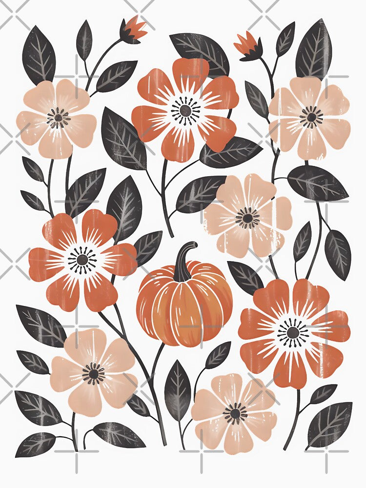 Autumn Floral Pumpkin | Vintage Fall Flowers Aesthetic by Made for Grins Co