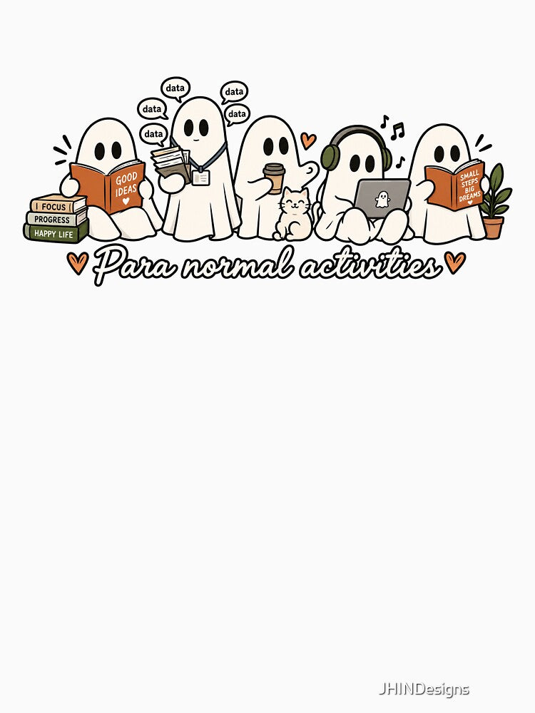 Cute Ghosts Doing Normal Activities Funny Spooky Halloween Design by JHINDesigns ⭐⭐⭐⭐⭐