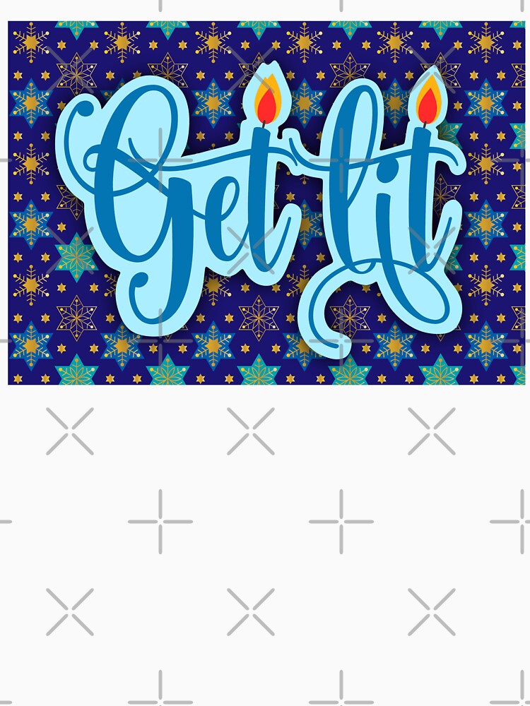 Get Lit Star Of David All Over Print Gold Blue Happy Hanukkah by Sunny Collections