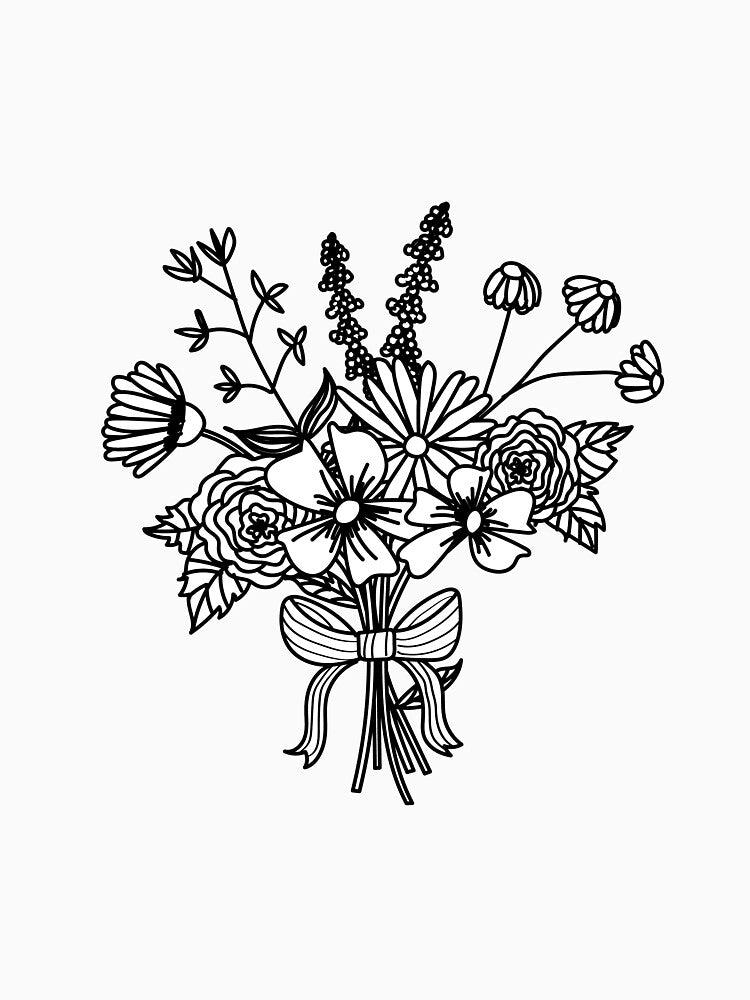 Black and White Botanical Bouquet by bombinodesigns