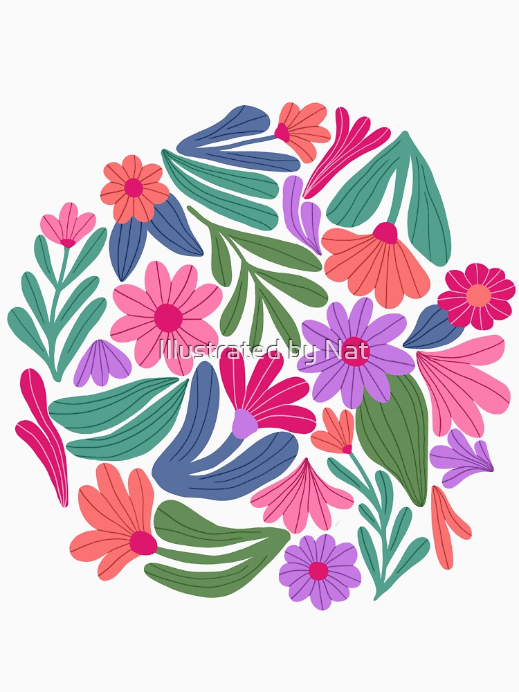 Bright happy flowers in cream by Illustrated by Nat