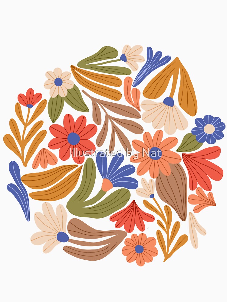 Bright happy flowers in green by Illustrated by Nat