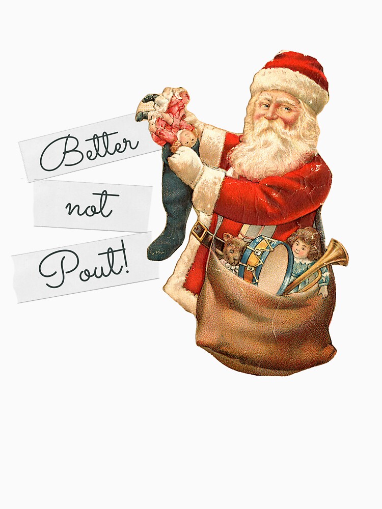Better Not Pout Vintage Santa Claus Red Plaid by TheBohemianLark