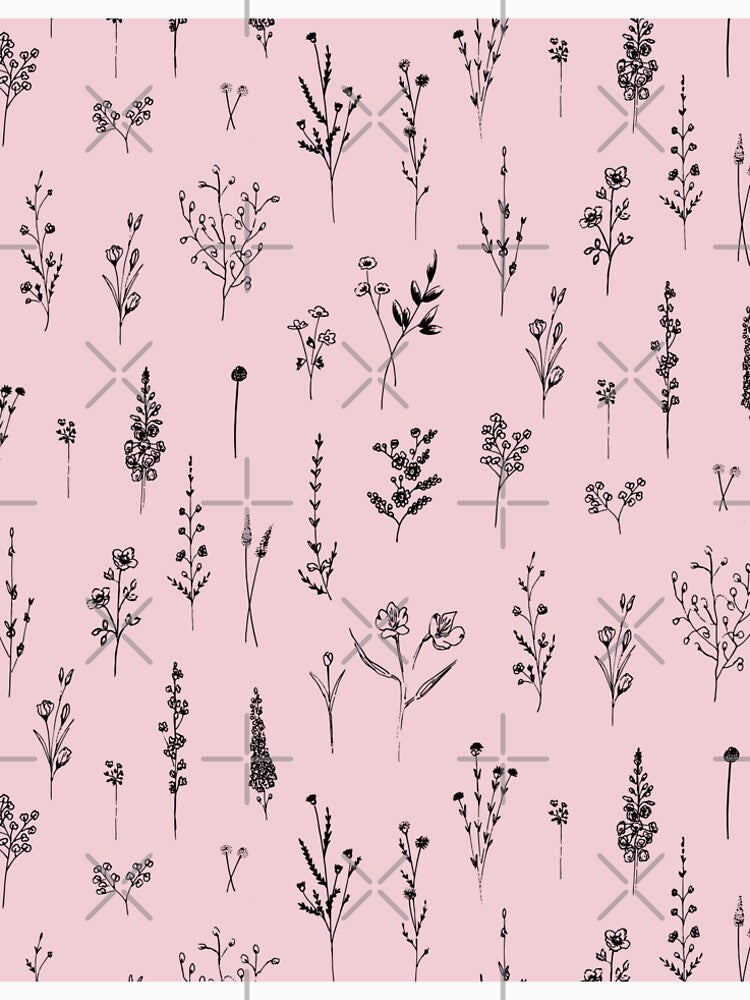 Pink Wildflowers Pattern by Anis Illustration