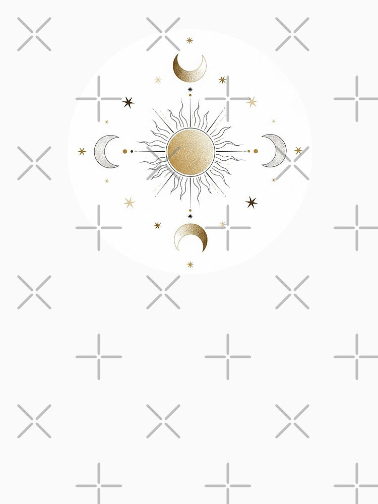 Minimal Celestial Moon and Stars Elegant Aesthetic Art by Osmose-Studio