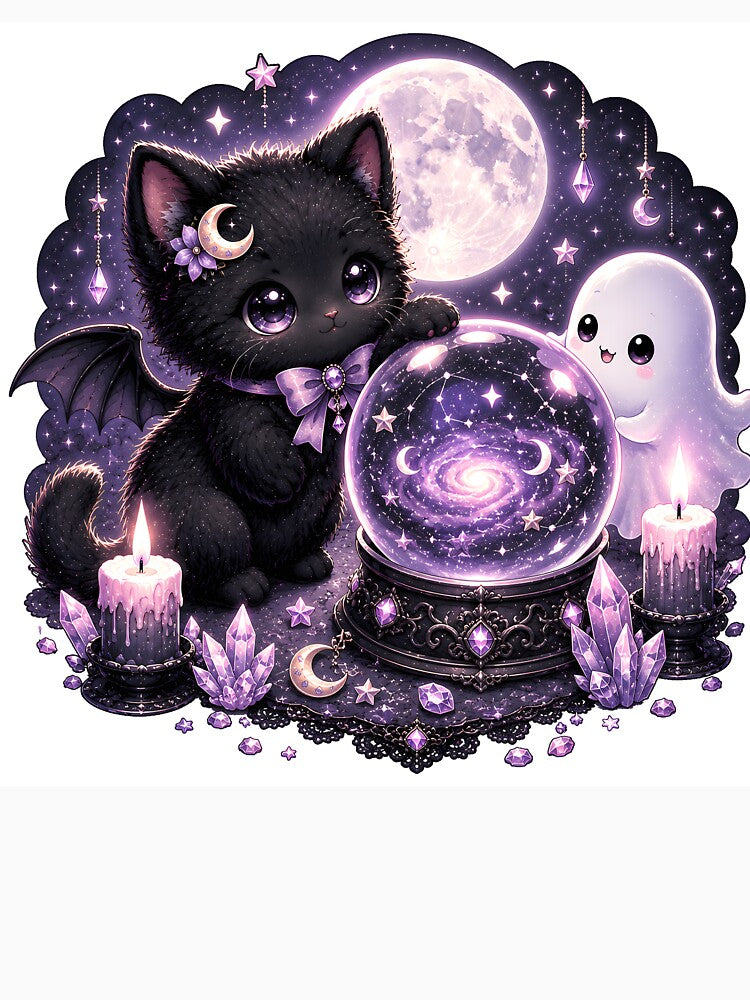 Pastel Gothic Crystal Ball Kitten Sticker by Sangrariel