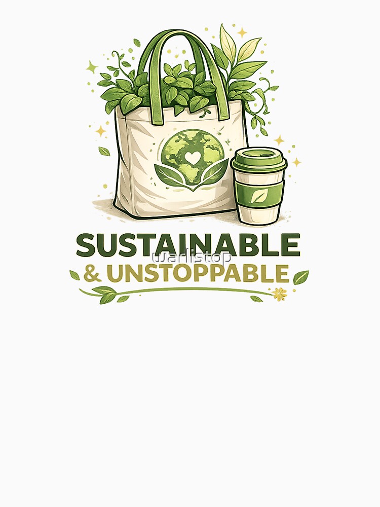 Sustainable & Unstoppable – Eco Lifestyle Design | Green Living Earth Day T-Shirt by warlistop