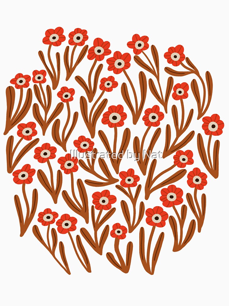Cute minimalist ditsy flowers in mustard yellow and orange by Illustrated by Nat