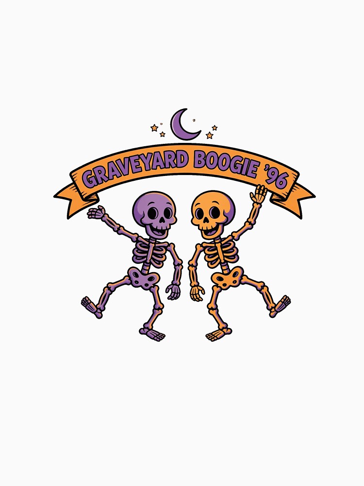 Graveyard Boogie '96 — Dancing Skeletons Retro Halloween Shirt by To Err Is Human
