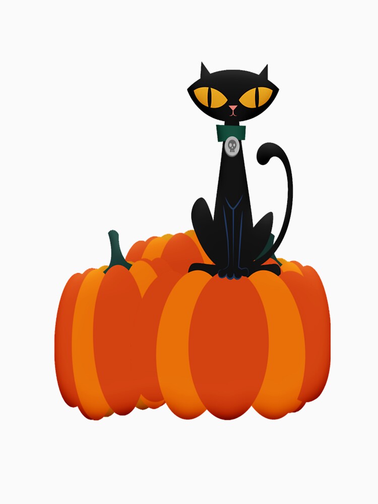 Black Cat on Pumpkins – Cute Halloween Design by Marilia Rosado Studio