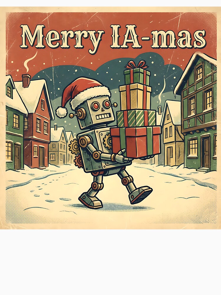 Vintage Robot Christmas Illustration — Funny Holiday Gift Design by B-R-S-Art