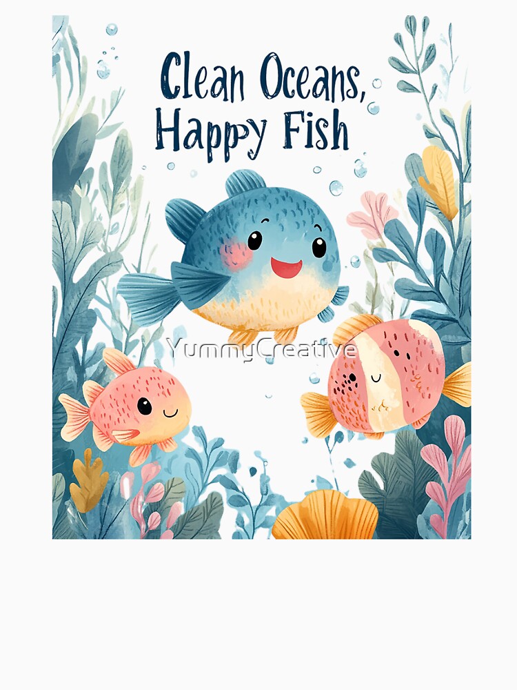 Clean Oceans,Happy Fish – Inspiring Eco-Friendly Floral Clipart for a Sustainable Future by YummyCreative