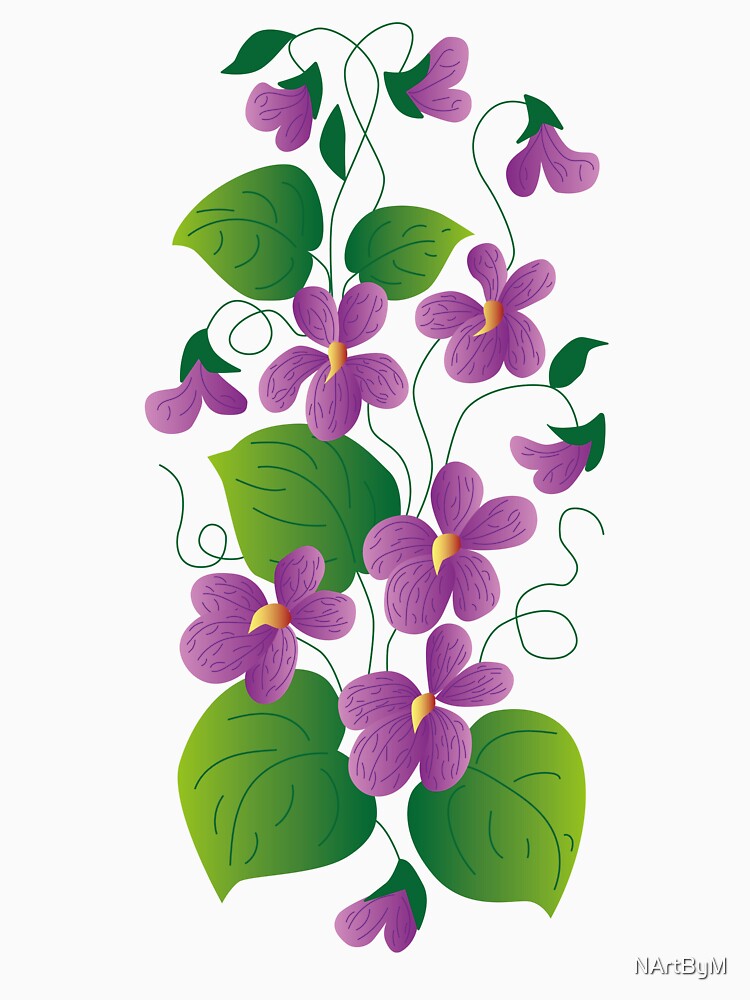 Floral Sweet Violet Nature Design, Botanical Print by NArtByM