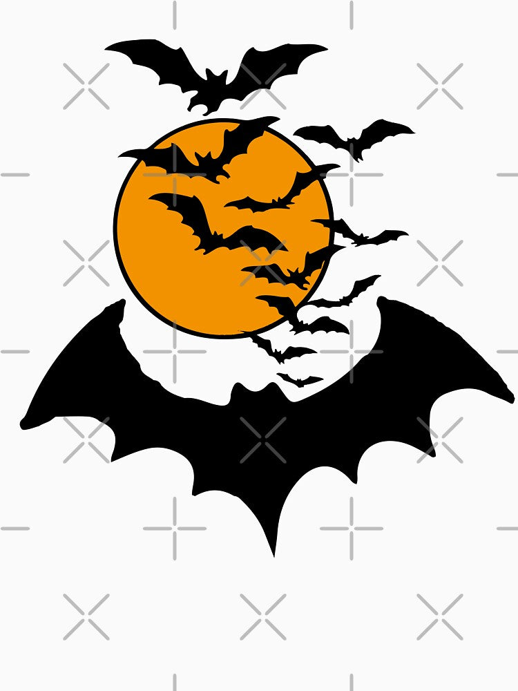 Halloween Bats Moon Silhouette – Spooky Night Minimal Aesthetic Design by AM.87