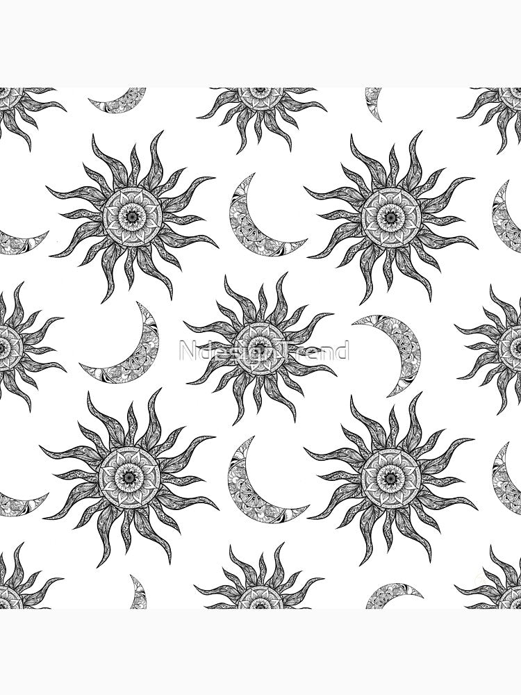 Mystic Sun Moon Black and White by NdesignTrend