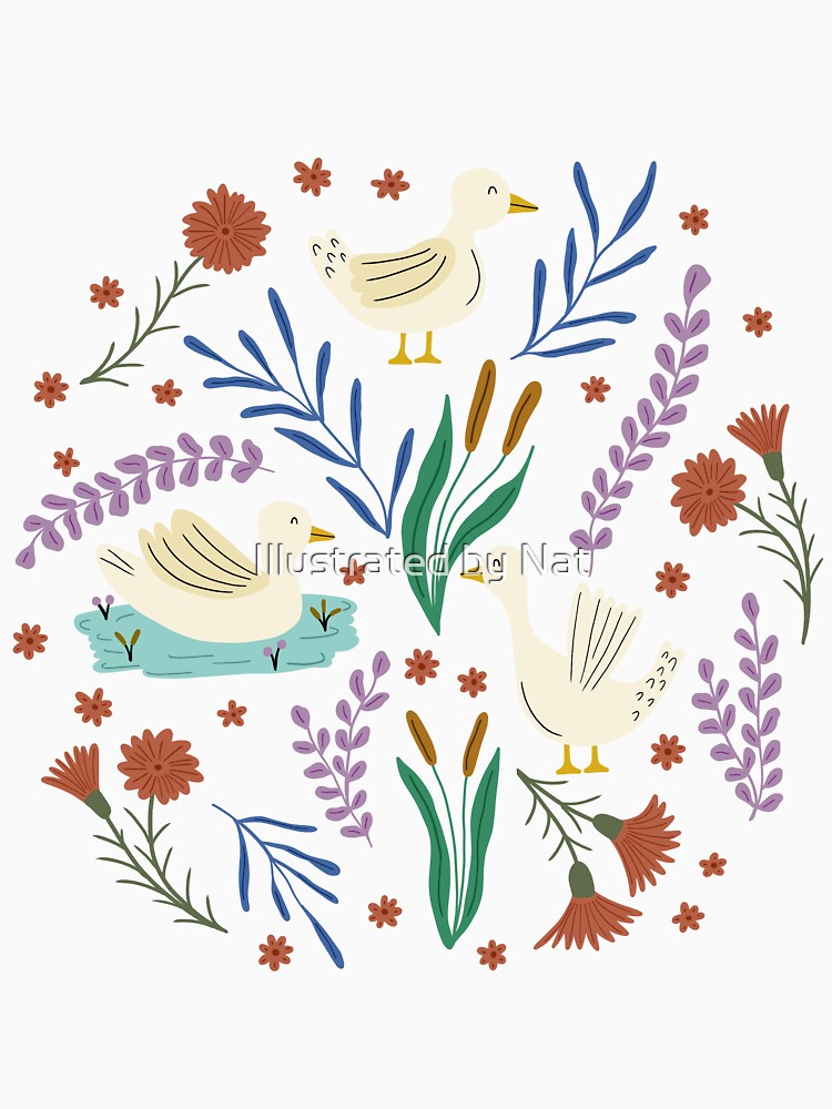Duck lake in dusty pink by Illustrated by Nat