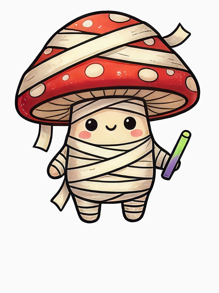 Cute Mummy Mushroom Monster with Wand by DRUMPixels