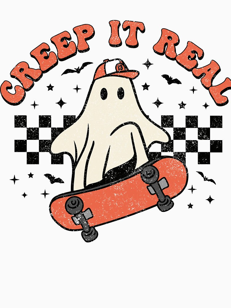 Creep It Real Funny Retro Halloween Cute Ghost Sketchboarding by GROOVY SOUL