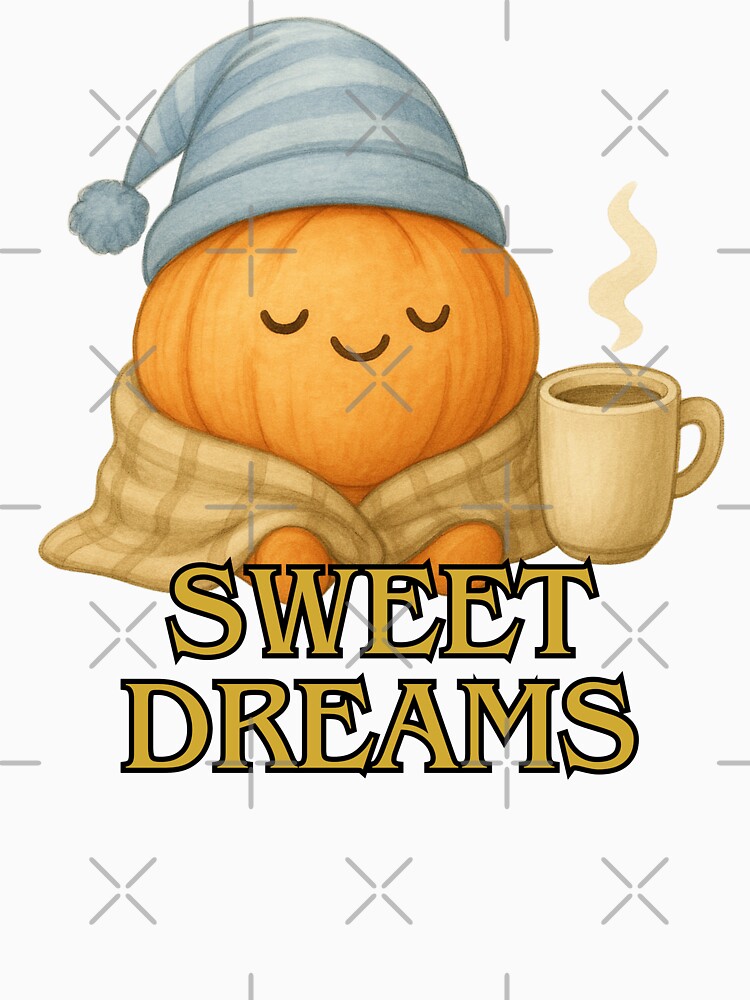 Sweet Dreams – Cute Sleepy Pumpkin Illustration | Cozy Fall Design by FusionTeeDesign