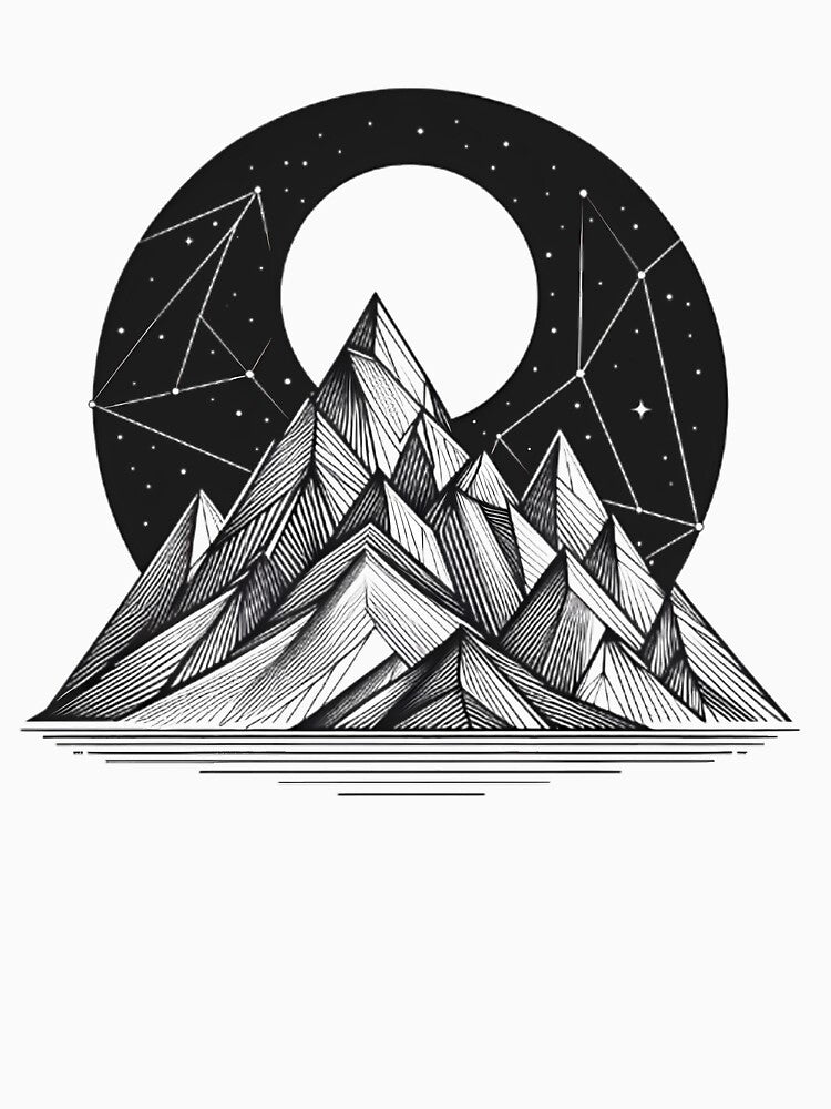 Abstract Geometric Mountain Line Art by thenextstepua