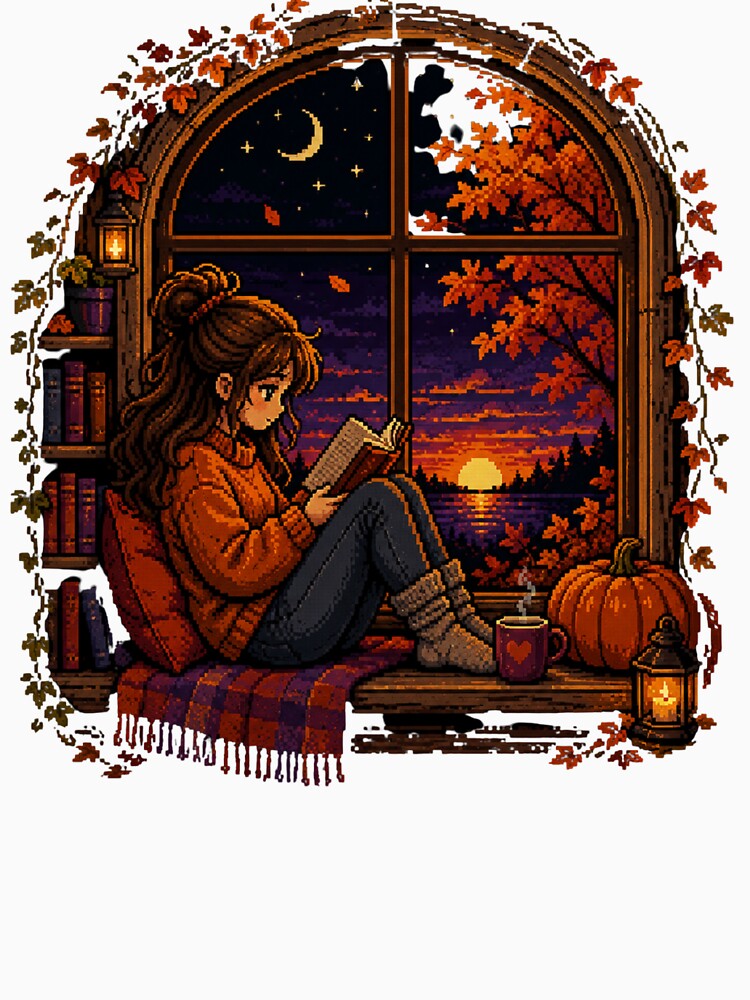 Retro Arcade Autumn Reading Girl by MySthore
