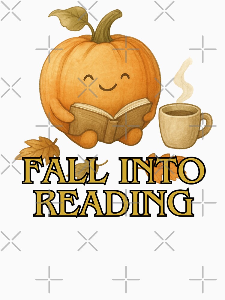 Fall Into Reading – Cute Pumpkin Book Lover Illustration | Cozy Autumn Design by FusionTeeDesign