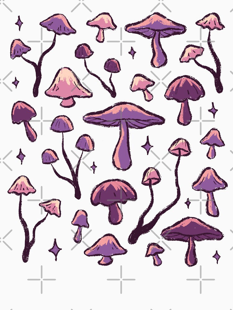 Whimsy Mushrooms with Stars by SaraLouArt