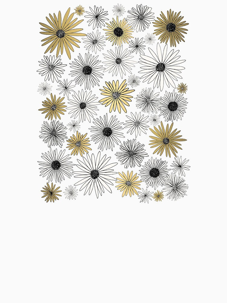 Daisy Pattern - Black and Gold by Chrystel L Art