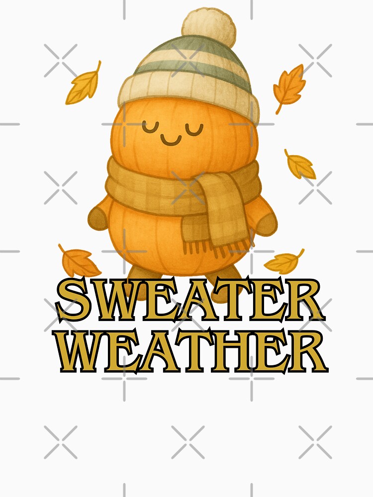 Sweater Weather – Cute Cozy Pumpkin Illustration | Autumn Vibes Design by FusionTeeDesign
