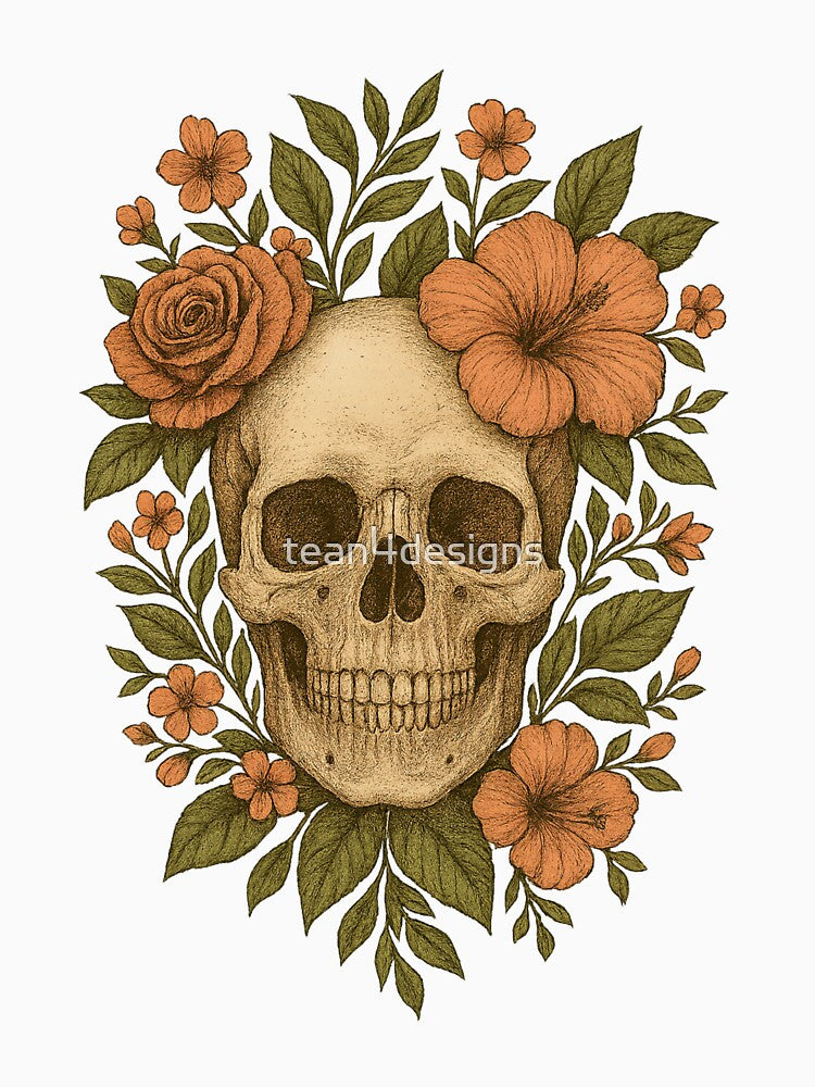Floral skull in earthtones by tean4designs