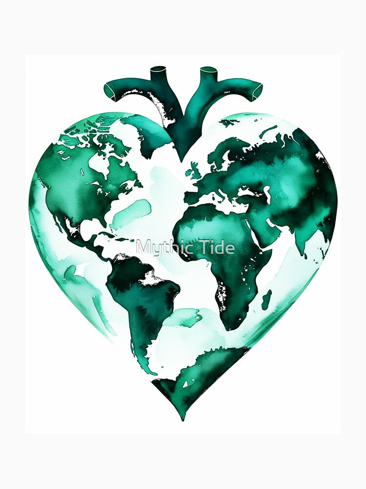 Earth as a Heart – Love for Our Planet Design by Mythic Tide