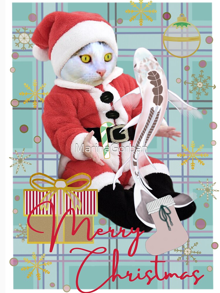 Merry Christmas Santa Cat Collage Plaid - Funny Cute Christmas Cats by ViewerEqualsPhoton