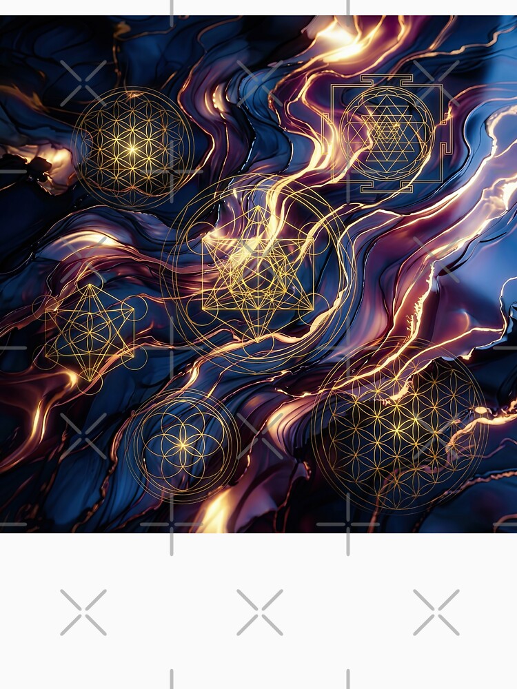 Sacred Geometry Embedded in Liquid Gold Fluid by BrickByDream