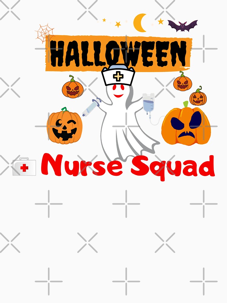 Nurse Squad Team with cute Pumpkin Ghost T Shirt by Chic Threads Shop