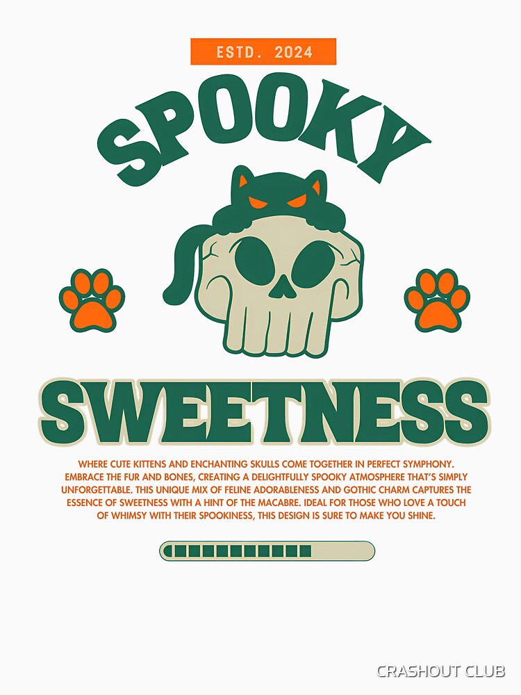 Spooky Sweetness Cat Skull Halloween Design by CRASHOUT CLUB