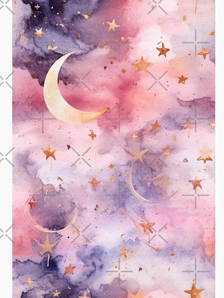 moon and stars Magical Pastel Pink Celestial Sky with Stars Moon and Planets by She was a  Dreamer...