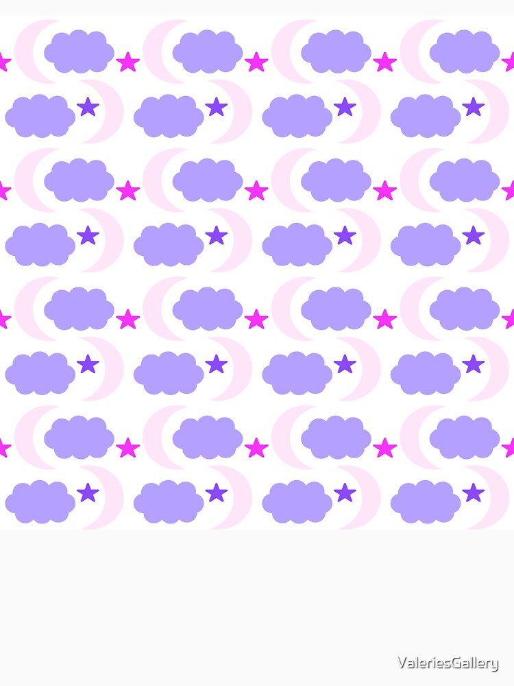 Moon Stars Clouds Dark Purple Pink by ValeriesGallery