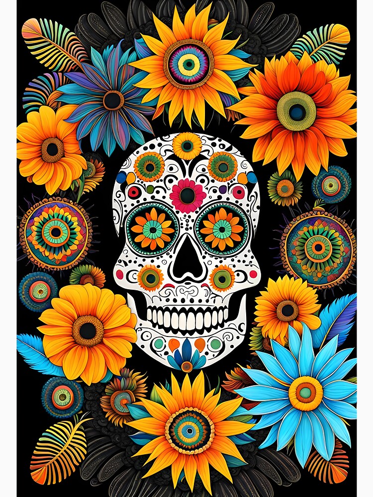 Decorated Skull with Flowers by BrooklynPopArts