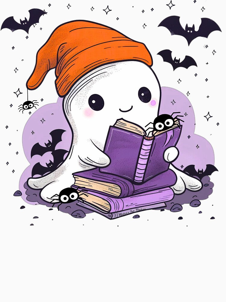 Cute Reading Ghost Halloween Book Lovers by AshandAnna
