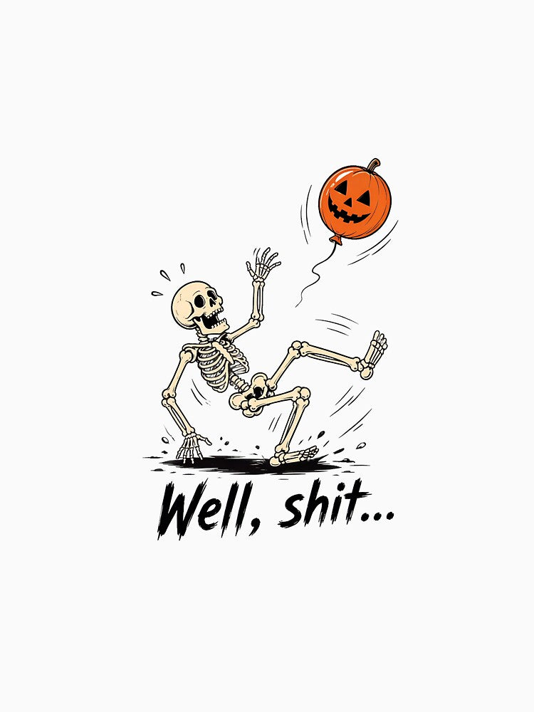 Skeleton Pumpkin Balloon Halloween Funny Well Shit by felixpalette