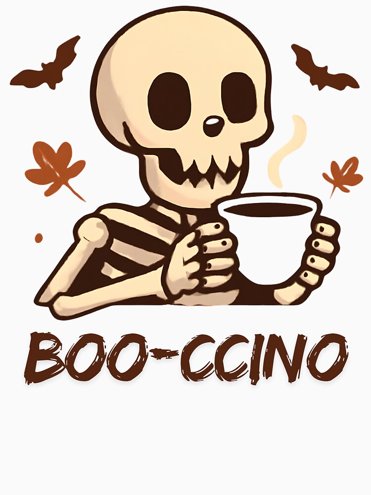 Boo-ccino Skeleton Coffee Spooky Halloween Autumn Design by CutieGalore