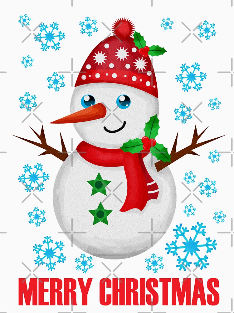 Christmas Snowman cute with snowflakes winter by MisPuHoney