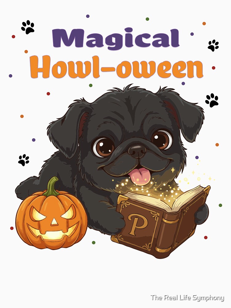 Magical Howl-oween Pug | Cute Halloween Dog Art by The Real Life Symphony