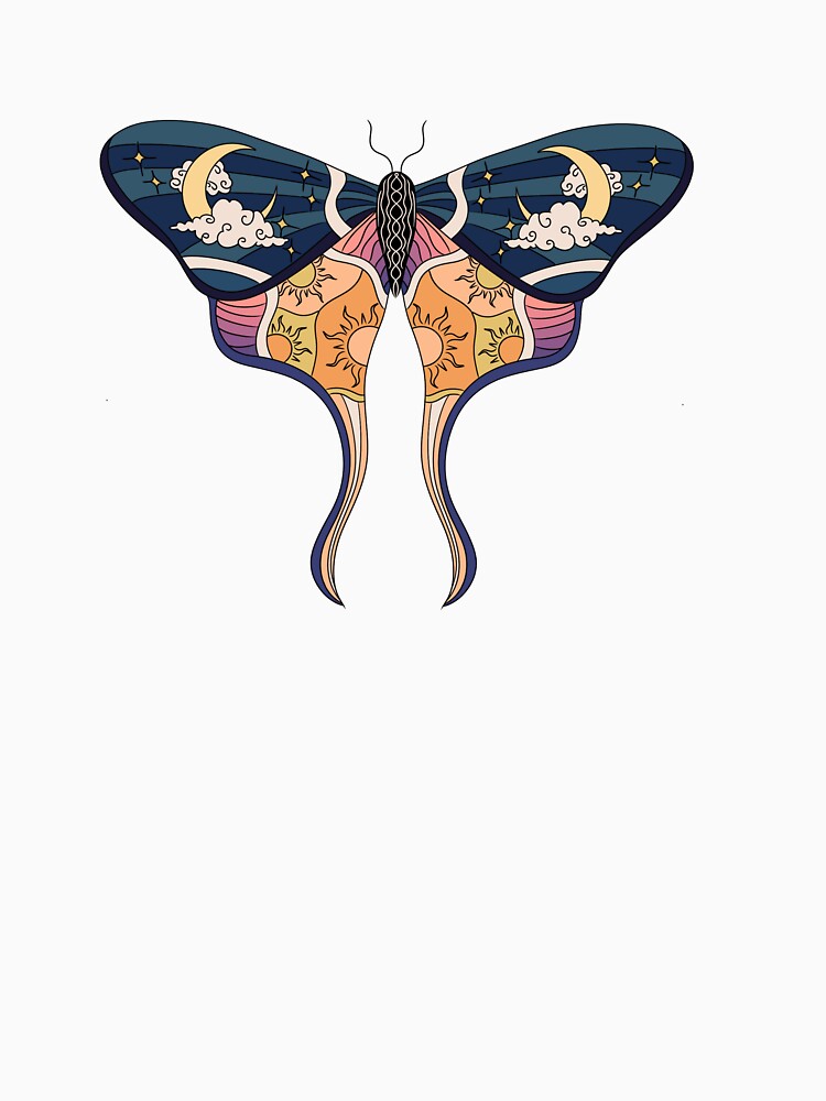 Colourful moth sun and moon celestial vibes by waltcrystal